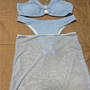 Light Blue Knit Bikini Set